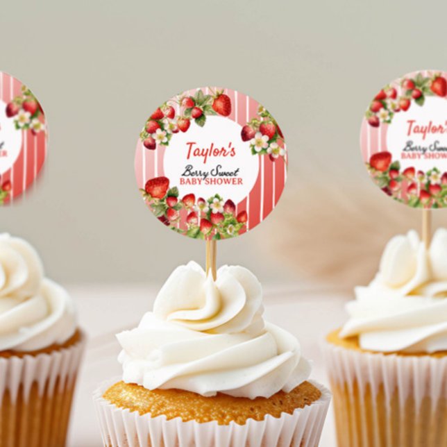 Adesivo Redondo Chá de fraldas de morango (Criador carregado)