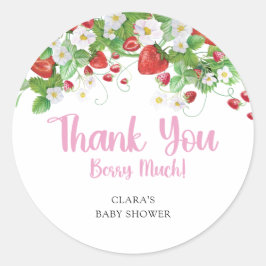 Adesivo Redondo Chá de fraldas de morango Berry Sweet