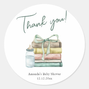 Adesivo Redondo Chá de fraldas de novo capítulo da Watercolor Obri