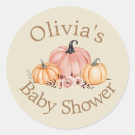 Adesivo Redondo Chá de fraldas de Olivia Pumpkin Sticker