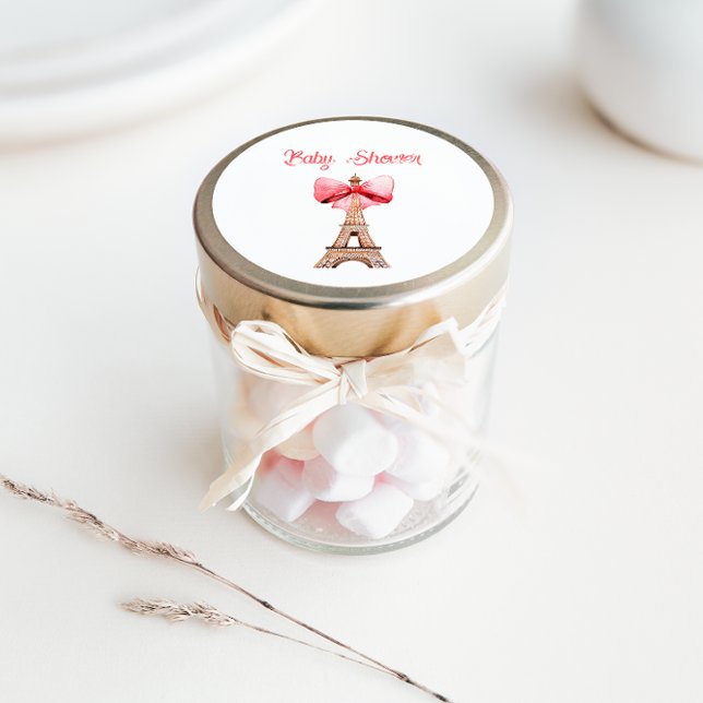 Adesivo Redondo Chá de fraldas de Paris Eiffel Tower (Criador carregado)