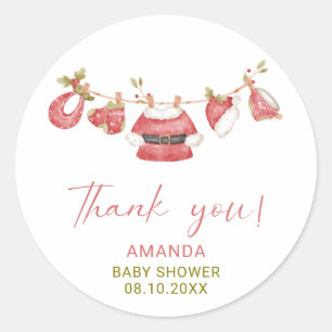 Adesivo Redondo Chá de fraldas de Pequenas Estrelas Elegante de Aq