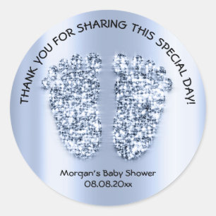 Adesivo Redondo Chá de fraldas de Pés Azuis - Obrigado, Rapaz