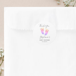 Adesivo Redondo Chá de fraldas de Pés Rosa