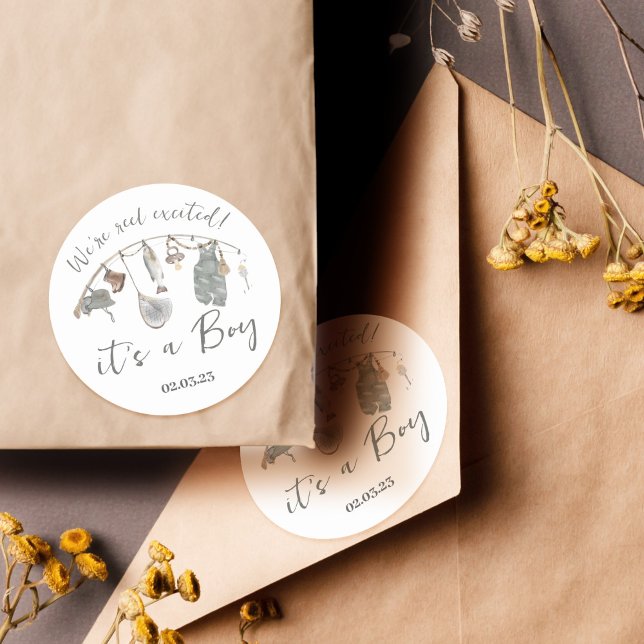 Adesivo Redondo Chá de fraldas de pesca (Criador carregado)