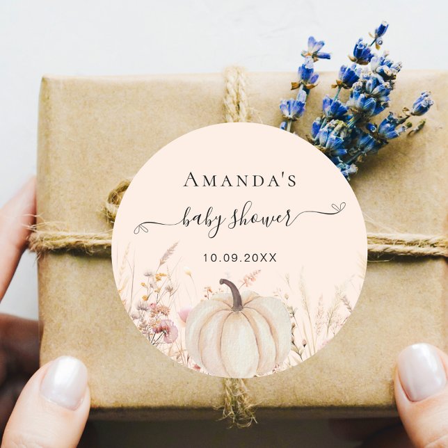 Adesivo Redondo Chá de fraldas de pêssego de flores silvestres de  (Criador carregado)