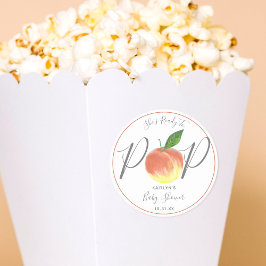 Adesivo Redondo Chá de fraldas De Pêssego Pronto Para Pop