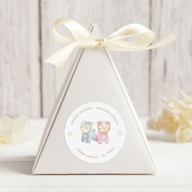 Adesivo Redondo Chá de fraldas de Pincel de Pastel (Criador carregado)