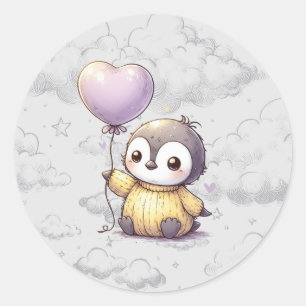 Adesivo Redondo Chá de fraldas de pinguim