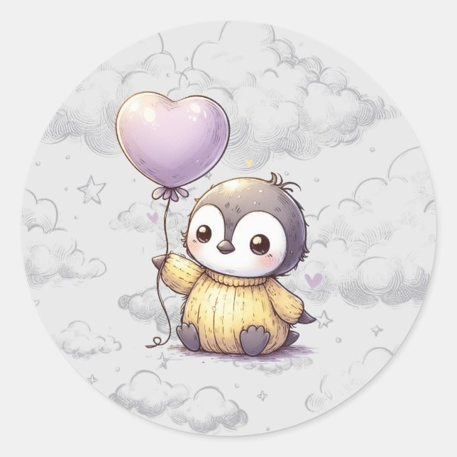 Adesivo Redondo Chá de fraldas de pinguim (Frente)