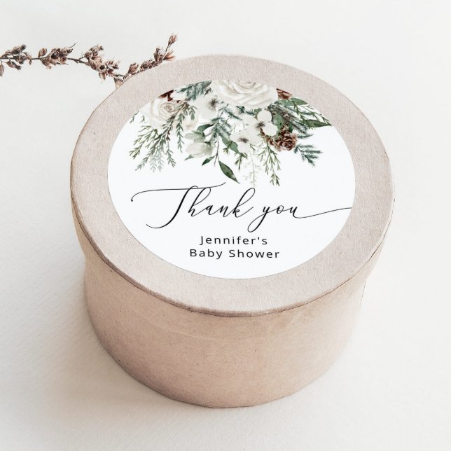 Adesivo Redondo Chá de fraldas de pinheiro verde-inverno (Criador carregado)