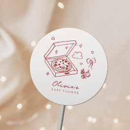 Adesivo Redondo Chá de fraldas de Pizza Bebê Fatia Fatia