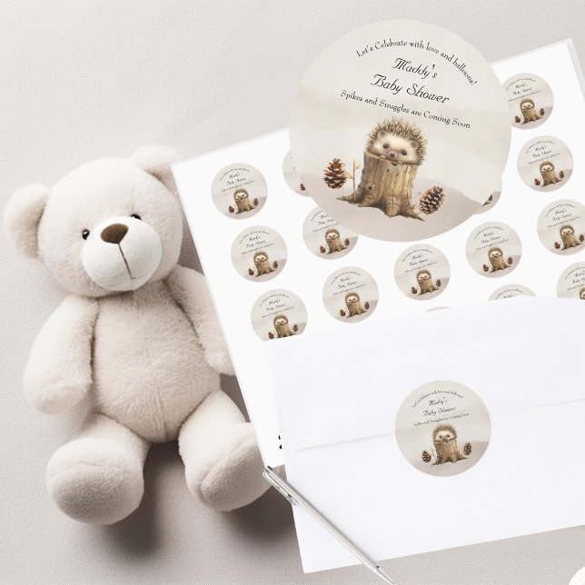 Adesivo Redondo Chá de fraldas de porco-bebê-gato-doce (Criador carregado)