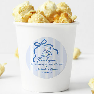 Adesivo Redondo Chá de fraldas de Portas Desenhadas à Mão Azul e U