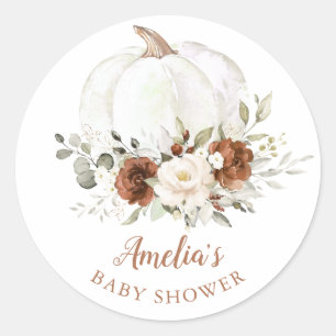 Adesivo Redondo Chá de fraldas de Pumpkin Floral