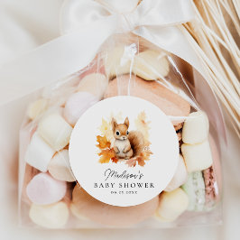 Adesivo Redondo Chá de fraldas de queda de esquilo de madeira