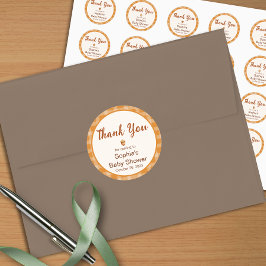 Adesivo Redondo Chá de fraldas De Queda, Pequeno Abóbora, Xadrez, 