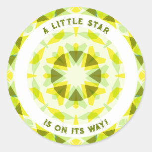 Adesivo Redondo Chá de fraldas de Revisão do Sexo Verde Amarelo Br