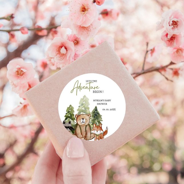 Adesivo Redondo Chá de fraldas de risco de animais florestais (Criador carregado)