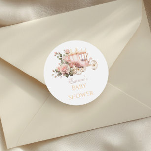 Adesivo Redondo Chá de fraldas de Rosas Rosa-Rosa da Carruagem Pri