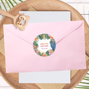 Adesivo Redondo Chá de fraldas de Selva de Cor de Água do Cenoura 