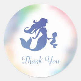 Adesivo Redondo Chá de fraldas de Sereia Sob O Mar