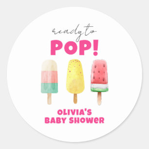 Adesivo Redondo Chá de fraldas de Sorvete de Popcicle de Verão Mod