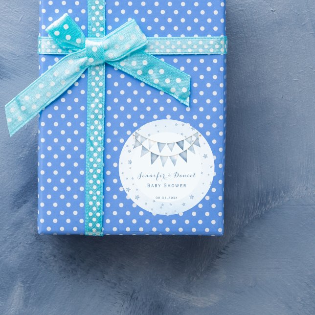 Adesivo Redondo Chá de fraldas de Starry Blue Pennant (Criador carregado)