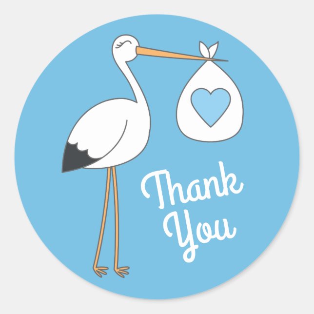 Adesivo Redondo Chá de fraldas de Stork Blue Boy (Frente)