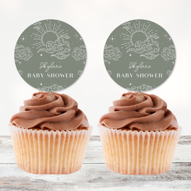 Adesivo Redondo Chá de fraldas de Tarot Celestial (Criador carregado)