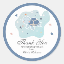 Adesivo Redondo Chá de fraldas de Tartaruga do Mar | Oceano Cinto