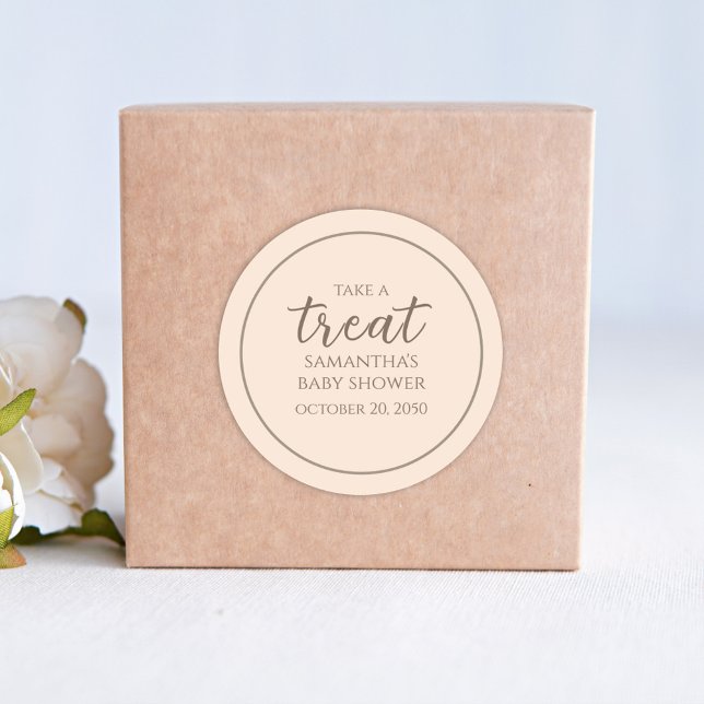 Adesivo Redondo Chá de fraldas de Tratamento Simples de Script Pea (Criador carregado)