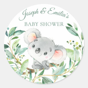 Adesivo Redondo Chá de fraldas de Urso de Baby Koala