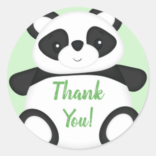 Adesivo Redondo Chá de fraldas de Urso de Panda Verde