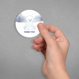 Adesivo Redondo Chá de fraldas De Urso Polar Bonito Obrigado