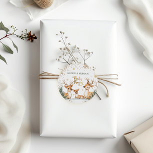 Adesivo Redondo Chá de fraldas de veado de inverno