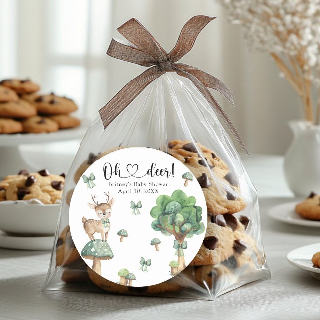 Adesivo Redondo Chá de fraldas de veados de madeira (Criador carregado)