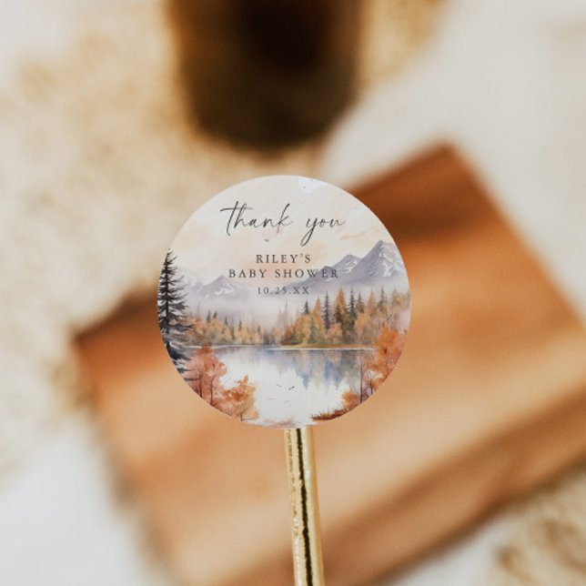 Adesivo Redondo Chá de fraldas de Woodland, Montanhas Sticker (Criador carregado)