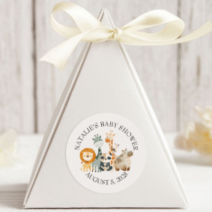 Adesivo Redondo Chá de fraldas de Zoo Safari