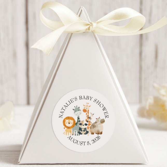 Adesivo Redondo Chá de fraldas de Zoo Safari (Criador carregado)