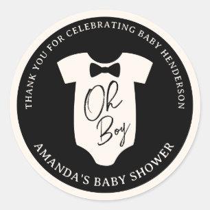 Adesivo Redondo Chá de fraldas do Arco preto e creme