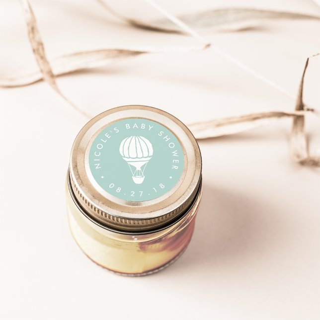 Adesivo Redondo Chá de fraldas do Balão de Ar Quente da Casa da Mo (Criador carregado)