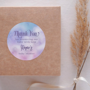 Adesivo Redondo Chá de fraldas do céu roxo, cor-de-rosa, sonhado