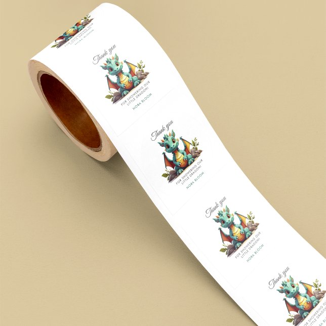 Adesivo Redondo Chá de fraldas Do Dragão Verde Da Mint (Criador carregado)