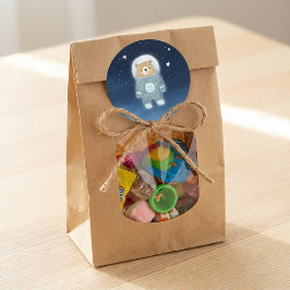 Adesivo Redondo Chá de fraldas do Espaço do Urso do Astronauta Azu