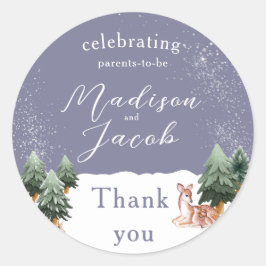 Adesivo Redondo Chá de fraldas do Inverno Snowglobe