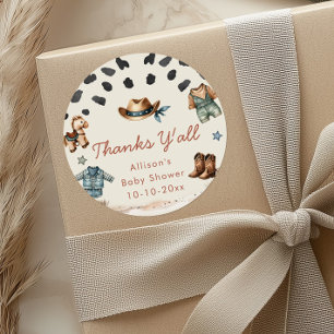 Adesivo Redondo Chá de fraldas do Menino do Mundo do Cowboy