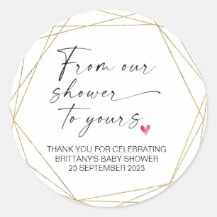 Adesivo Redondo chá de fraldas do nosso Chá a favor do seu parti