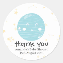 Adesivo Redondo Chá de fraldas do Planeta Kawaii Azul
