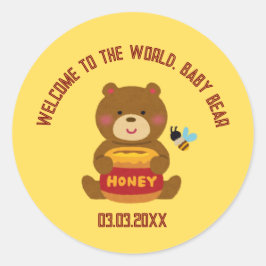 Adesivo Redondo Chá de fraldas do Tema do Urso Bonito